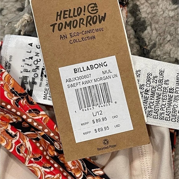 Billabong Swept Away Morgan Underwire Bikini Top Multicolor Women's Size L NWT - Picture 8 of 10